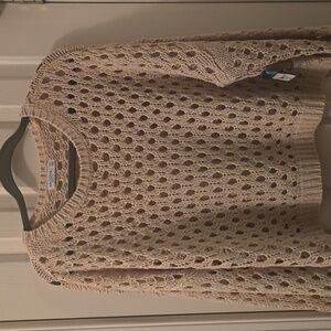 ARIZONA JEAN CO WOMENS JUNIOR PLUS TAN "CROCHETED" PULLOVER CREWNECK SWEATER XXL